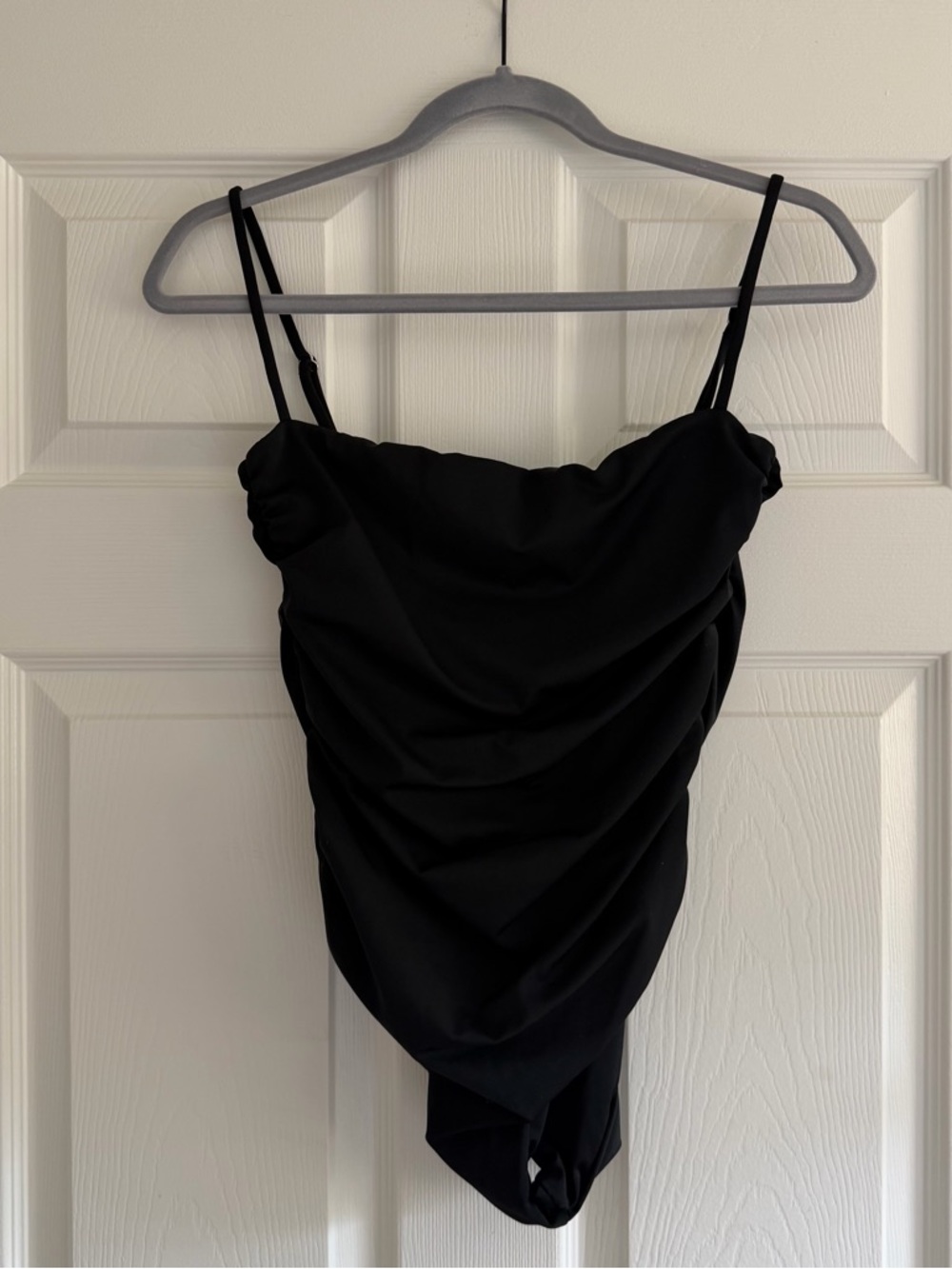 Free People Black Ruched One-Piece Swimsuit